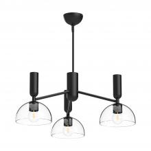 ALORA CH563335MBCL - Jude 38-in Clear Glass/Matte Black 3 Lights Chandeliers