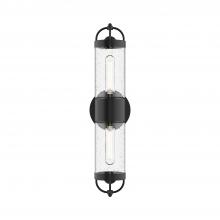 ALORA EW461102BKCB - Lancaster 5-in Clear Bubble Glass/Textured Black 2 Lights Exterior Wall Sconce