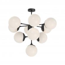 ALORA CH505335MBOP - Nouveau 35-in Matte Black/Opal Matte Glass 10 Lights Chandeliers