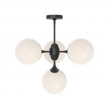 ALORA CH505426MBOP - Nouveau 26-in Matte Black/Opal Matte Glass 4 Lights Chandeliers