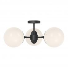 ALORA SF505326MBOP - Nouveau 26-in Matte Black/Opal Matte Glass 3 Lights Semi Flush Mount