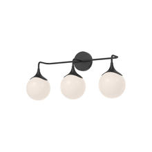 ALORA VL505125MBOP - Nouveau 25-in Matte Black/Opal Matte Glass 3 Lights Vanity