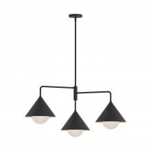 ALORA CH485245MBOP - Remy 38-in Matte Black/Opal Glass 3 Lights Chandeliers