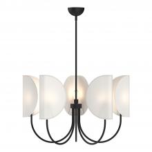 ALORA CH450732MBCW - Seno 32-in Matte Black/White Cotton Fabric 5 Lights Chandeliers