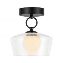 ALORA SF443308MBCL-UNV - Leota 8-in Matte Black/Clear Glass LED Semi-Flush Mount