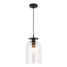 ALORA PD515408MBCL - Sylvia 8-in Matte Black/Clear Glass 1 Light Pendant