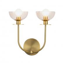 ALORA WV515212BGCL - Sylvia 12-in Brushed Gold/Clear Glass 2 Lights Wall Vanity