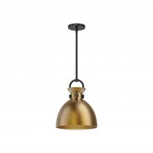 ALORA PD411311MBAG - Waldo 11-in Matte Black/Aged Gold 1 Light Pendant