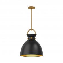 ALORA PD411314AGMB - Waldo 14-in Aged Gold/Matte Black 1 Light Pendant