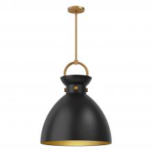 ALORA PD411318AGMB - Waldo 18-in Aged Gold/Matte Black 1 Light Pendant