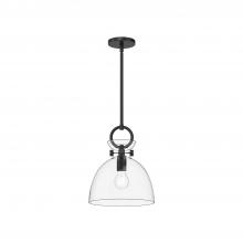 ALORA PD411811MBCL - Waldo 11-in Matte Black/Clear Glass 1 Light Pendant