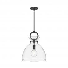 ALORA PD411814MBCL - Waldo 14-in Matte Black/Clear Glass 1 Light Pendant