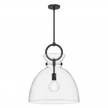 ALORA PD411818MBCL - Waldo 18-in Matte Black/Clear Glass 1 Light Pendant