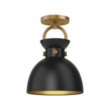 ALORA SF411309AGMB - Waldo 9-in Aged Gold/Matte Black 1 Light Semi Flush Mount