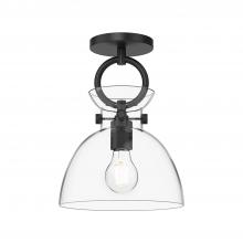 ALORA SF411809MBCL - Waldo 9-in Matte Black/Clear Glass 1 Light Semi Flush Mount