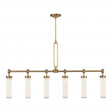 ALORA LP355652VBGO - Wynwood 52-in Vintage Brass/Glossy Opal 6 Lights Linear Pendant